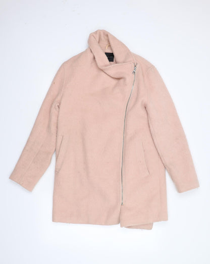 New Look Womens Pink   Overcoat Coat Size 12  - Asymmetrical Collar
