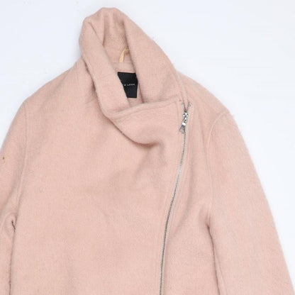 New Look Womens Pink   Overcoat Coat Size 12  - Asymmetrical Collar