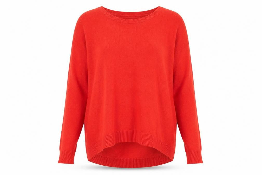 Front view of Atmosphere women’s red jumper, size UK 8