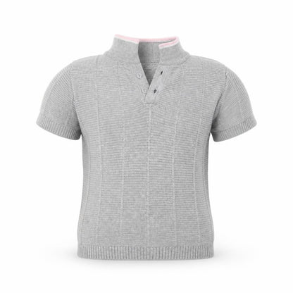 Front view of Primark girls’ grey pullover polo, size 12-18, months