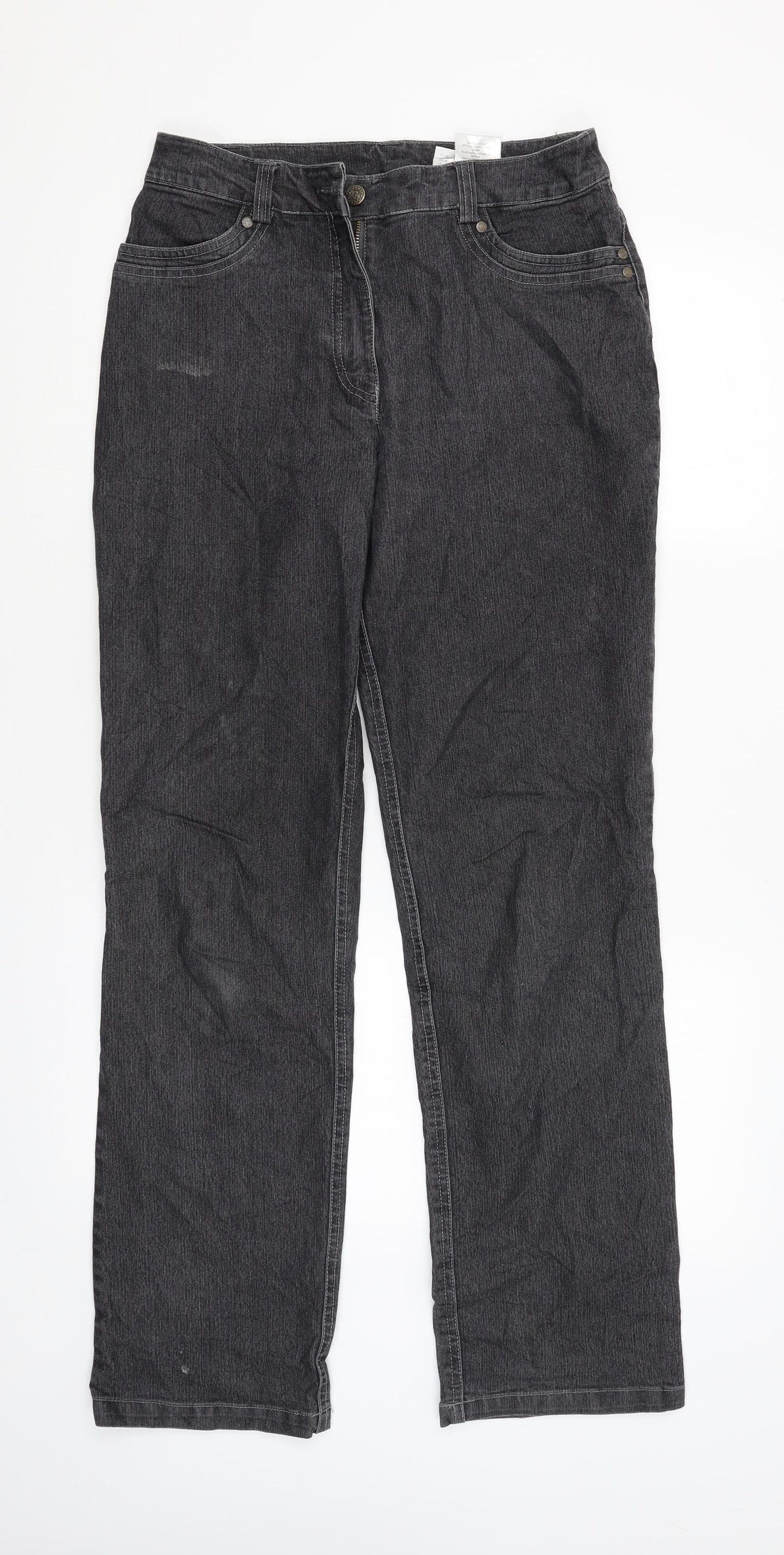 Womens UK Size 12 canda Regular Fit Straight Grey Jeans