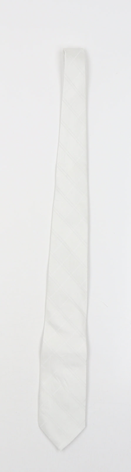 Mens Cedar Wood State White Striped  Pointed Tie