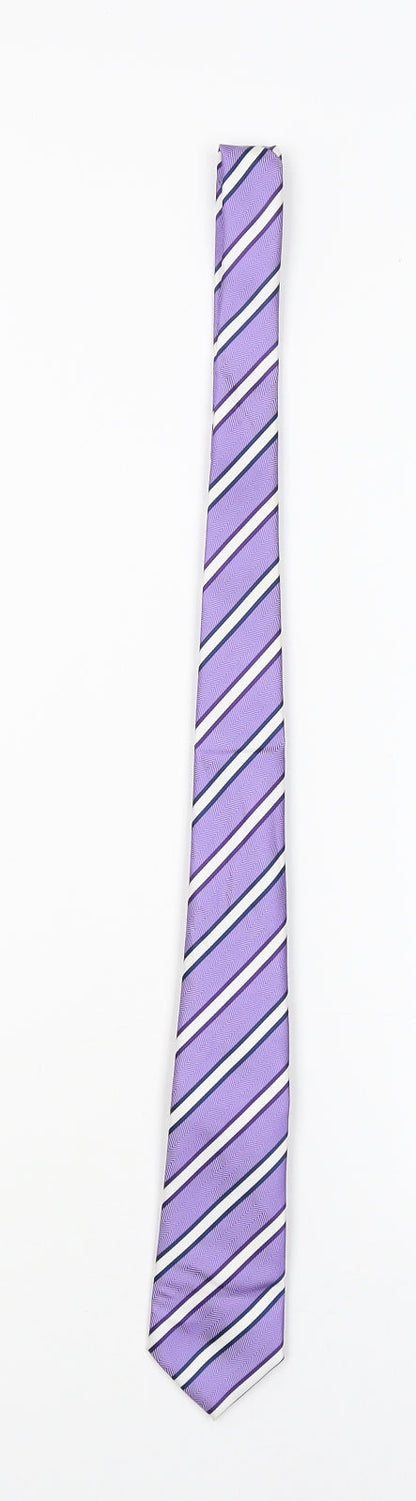 Mens George Purple Striped  Pointed Tie