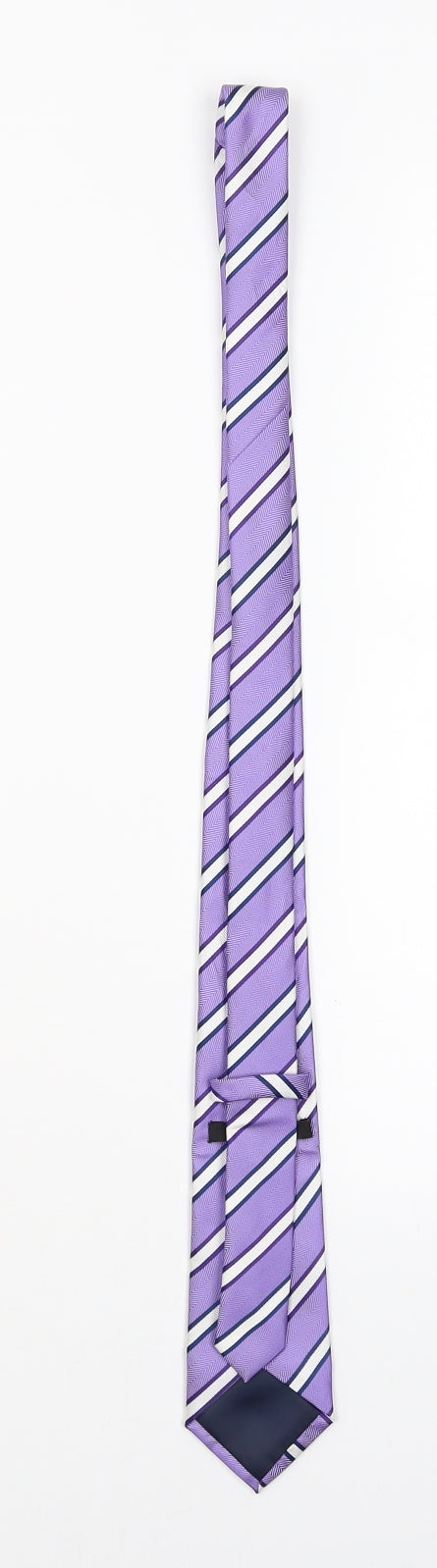 Mens George Purple Striped  Pointed Tie