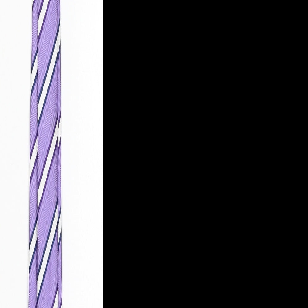 Mens George Purple Striped  Pointed Tie