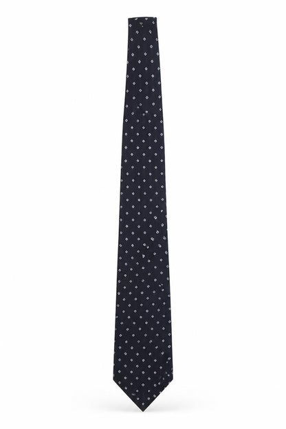 Mens Preworn Blue Geometric  Pointed Tie