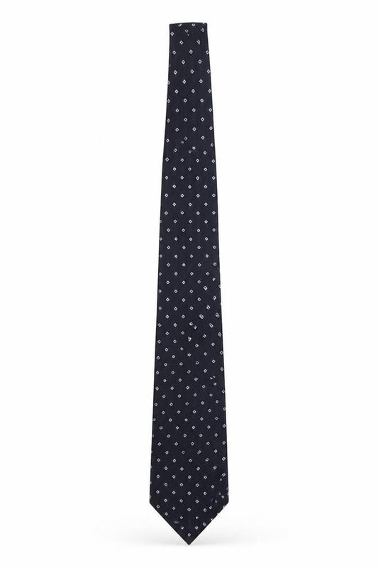 Mens Preworn Blue Geometric  Pointed Tie
