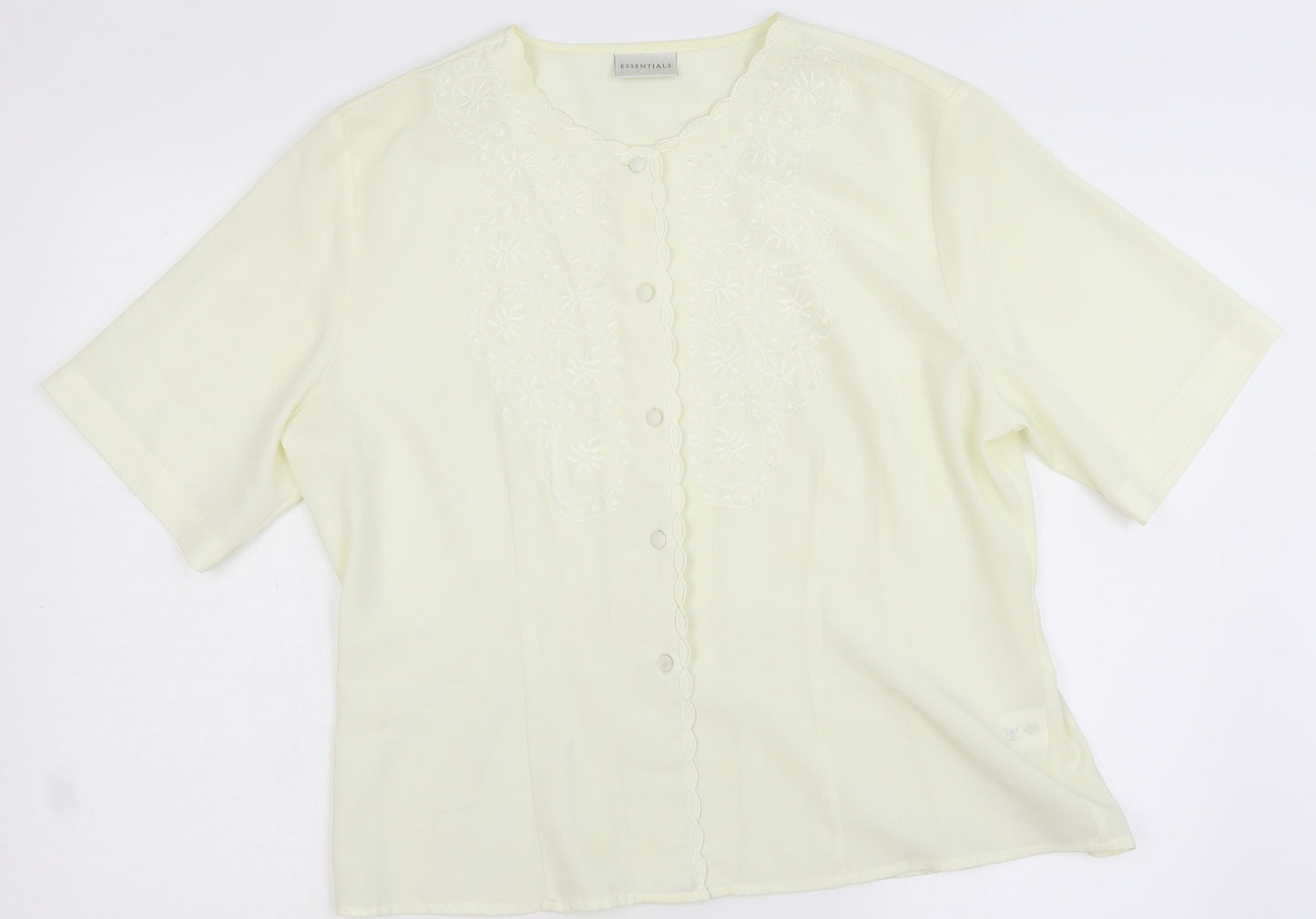 Womens UK Size 18 Essentials Ivory Basic Button-Up