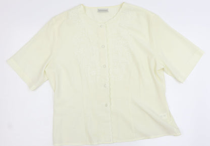 Womens UK Size 18 Essentials Ivory Basic Button-Up