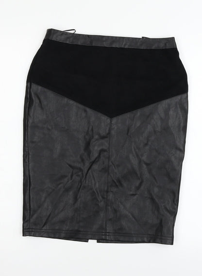 Papaya Womens Black   Straight & Pencil Skirt Size 8  - leather look