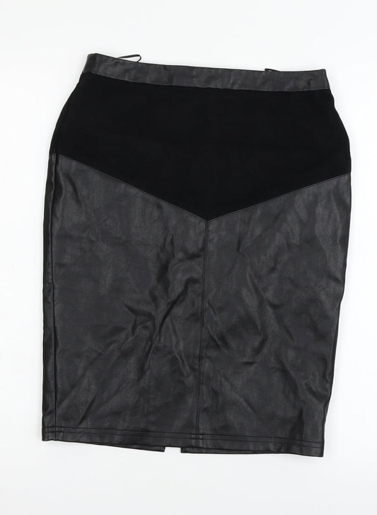 Papaya Womens Black   Straight & Pencil Skirt Size 8  - leather look