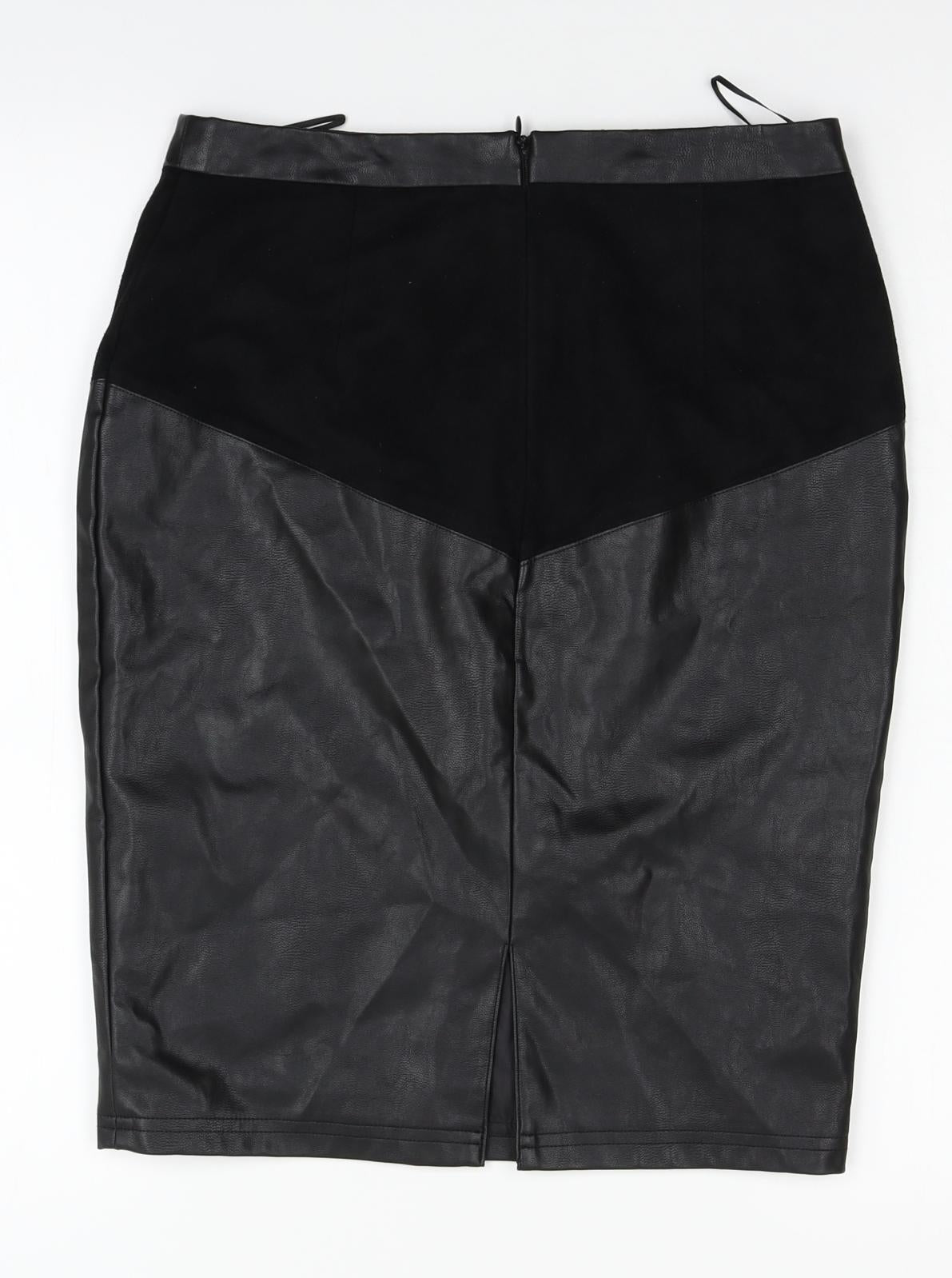 Papaya Womens Black   Straight & Pencil Skirt Size 8  - leather look