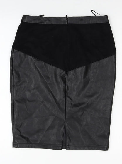 Papaya Womens Black   Straight & Pencil Skirt Size 8  - leather look