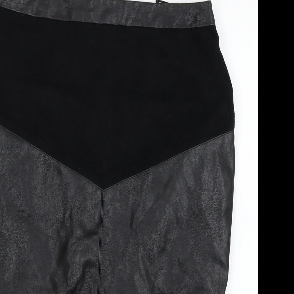 Papaya Womens Black   Straight & Pencil Skirt Size 8  - leather look
