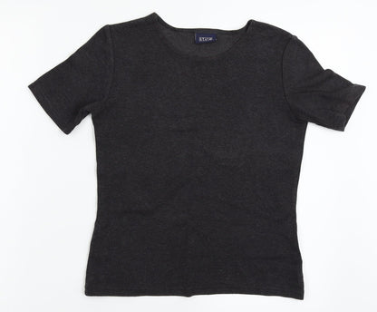 Womens UK Size 10 Style Grey Basic T-Shirt