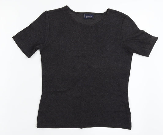 Womens UK Size 10 Style Grey Basic T-Shirt