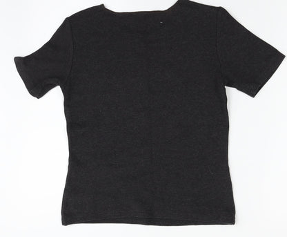 Womens UK Size 10 Style Grey Basic T-Shirt