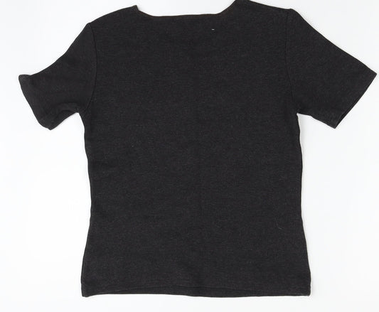 Womens UK Size 10 Style Grey Basic T-Shirt