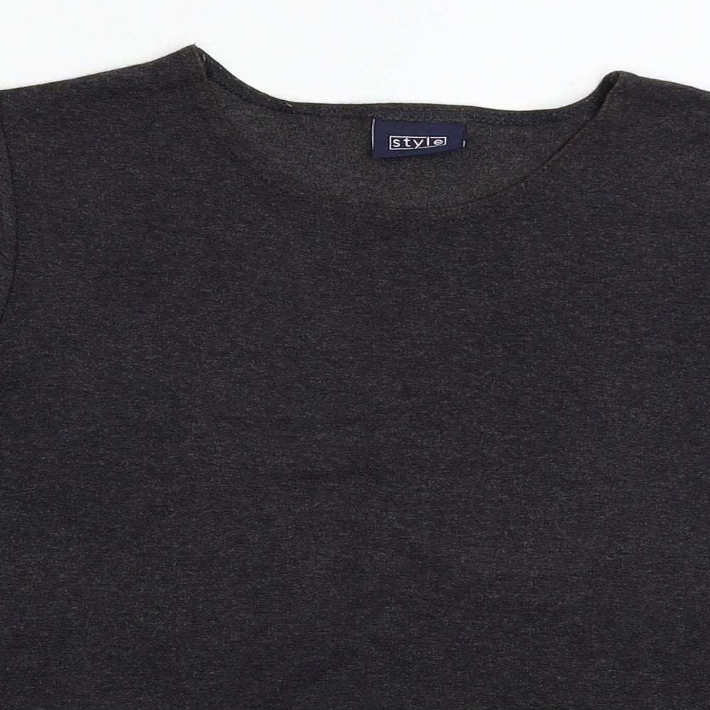 Womens UK Size 10 Style Grey Basic T-Shirt