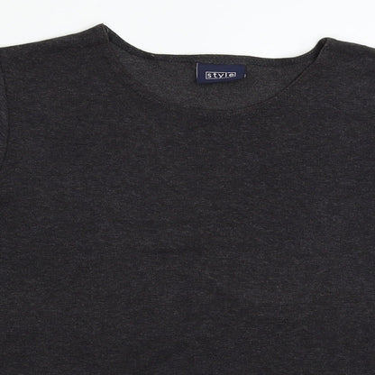 Womens UK Size 10 Style Grey Basic T-Shirt