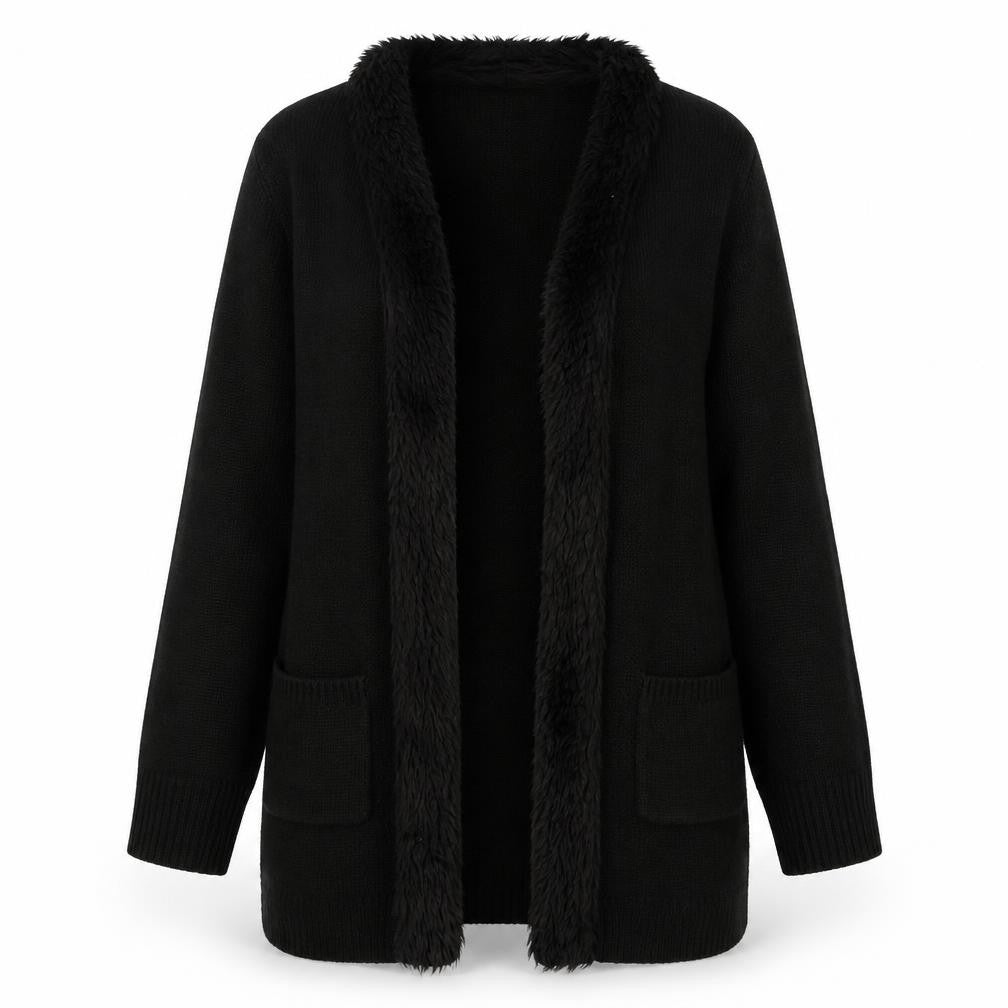Front view of B. You women’s black overcoat coat, size UK 12