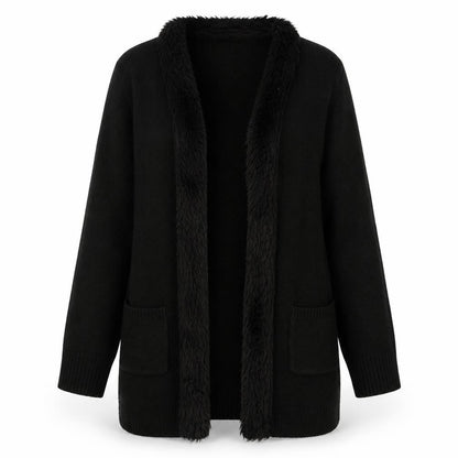 Front view of B. You women’s black overcoat coat, size UK 12