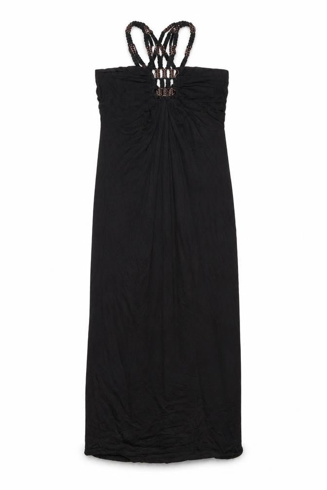 Front view of Booho women’s black sheath, size L