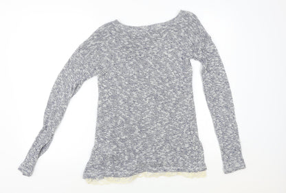 Back view of Xside women’s blue geometric jumper, size L