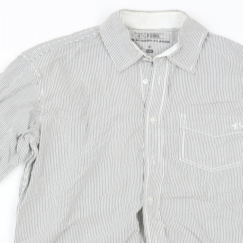 FNDM Mens Grey Striped   Button-Up Size S