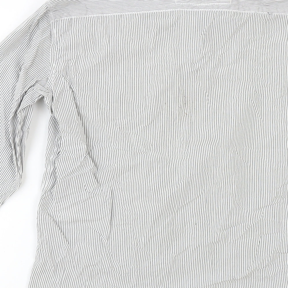 FNDM Mens Grey Striped   Button-Up Size S
