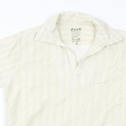 Mens UK Size S Denim 73 Beige  Button-Up Short Sleeve Casual Shirt