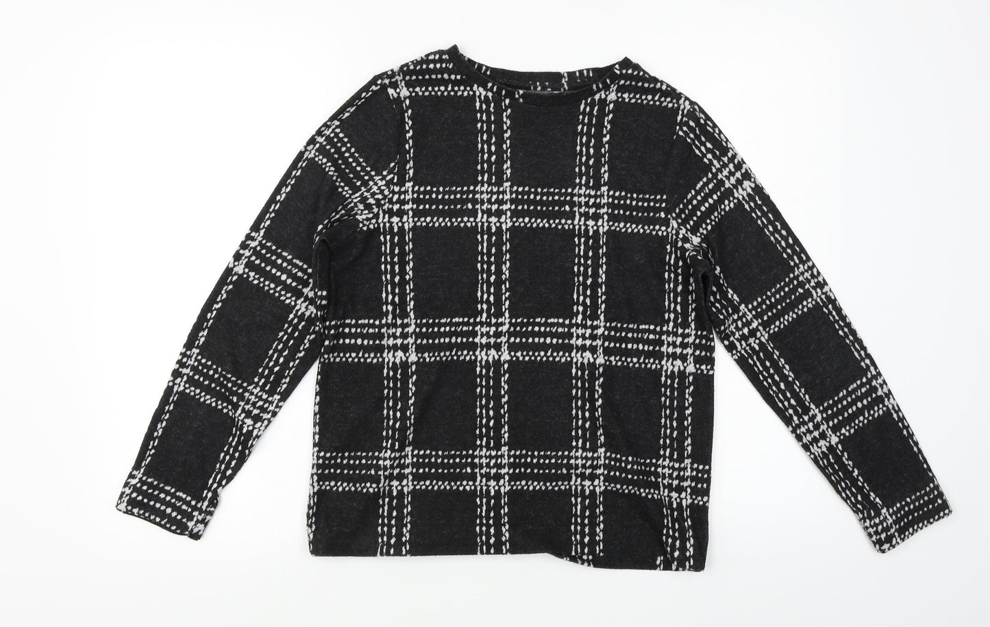 NEXT Womens Black Check  Pullover Jumper Size 8