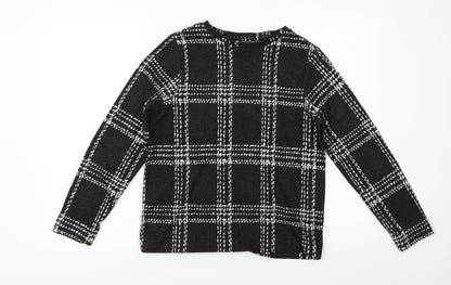 NEXT Womens Black Check  Pullover Jumper Size 8