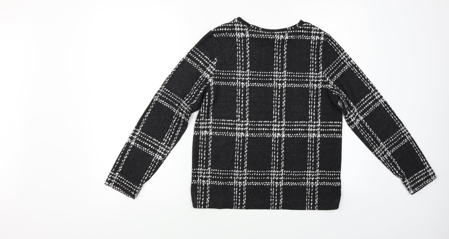 NEXT Womens Black Check  Pullover Jumper Size 8