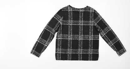 NEXT Womens Black Check  Pullover Jumper Size 8