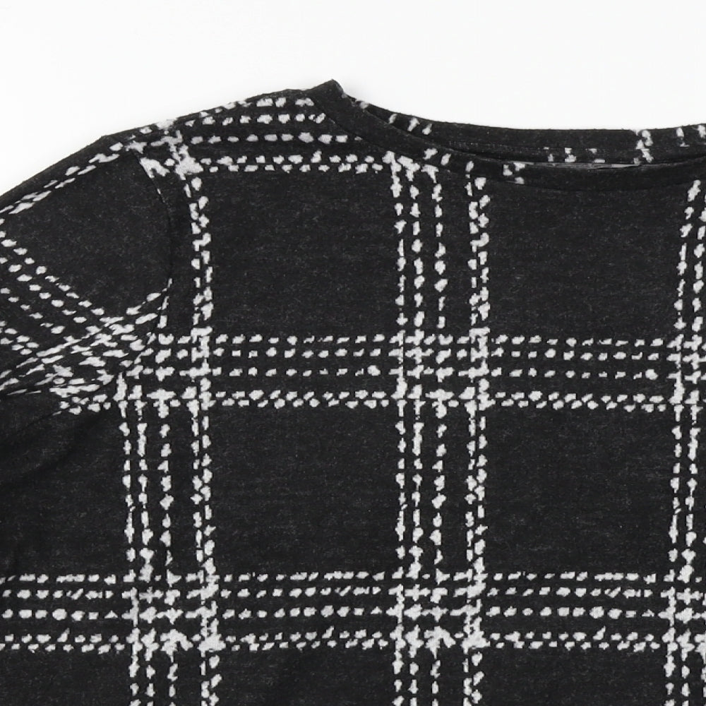 NEXT Womens Black Check  Pullover Jumper Size 8