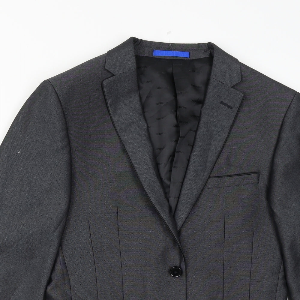 ONESIX5IVE5ive Womens Grey Herringbone  Jacket Blazer Size S