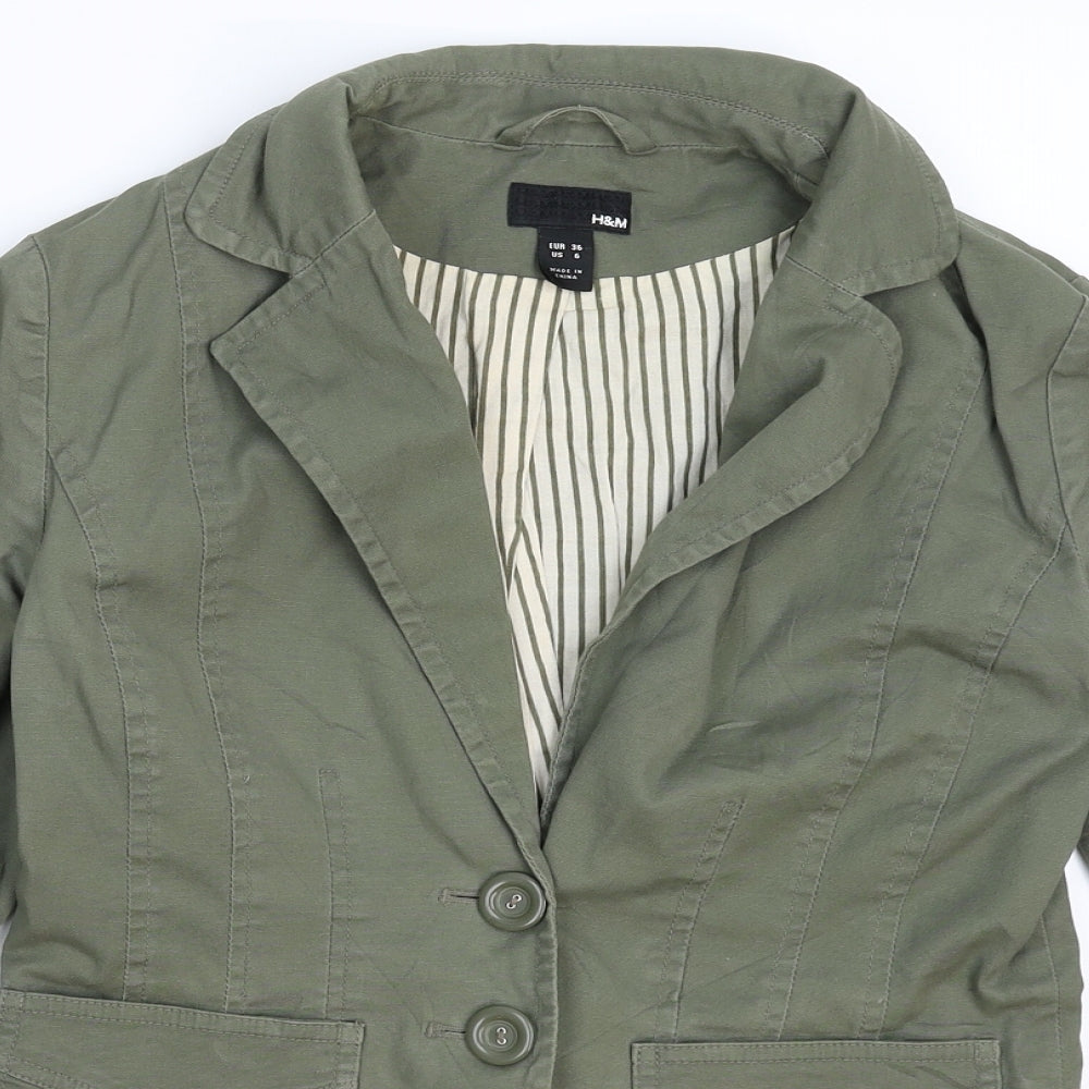 H&M Womens Green   Jacket Blazer Size 10