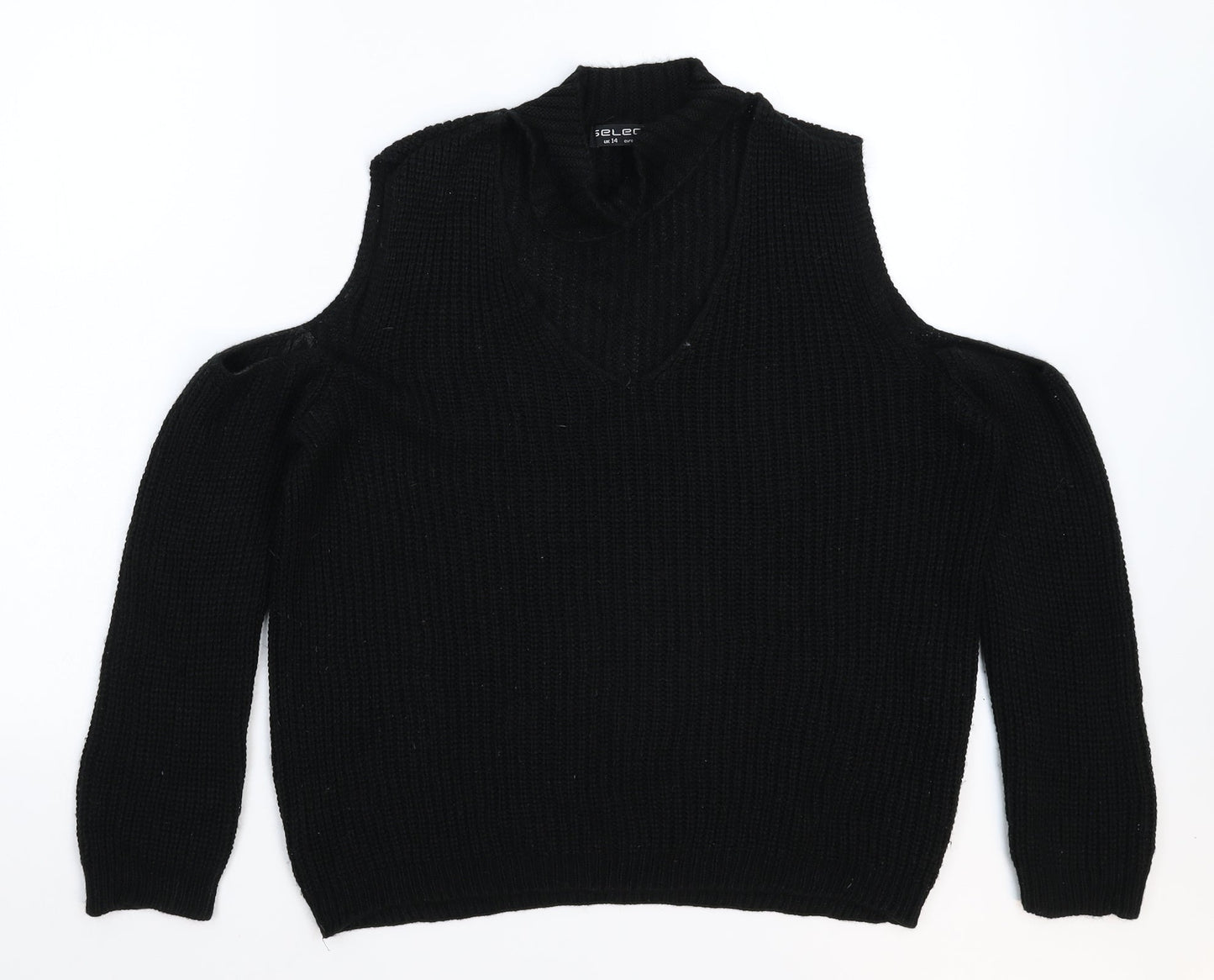 Select Womens Black  Knit Pullover Jumper Size 14