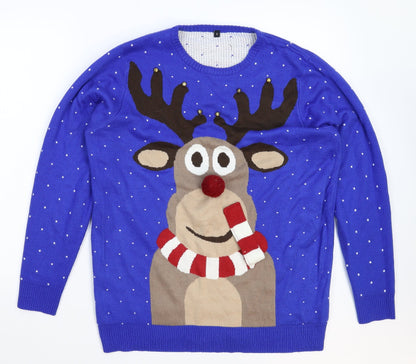 Saxnet Mens Blue  Knit Pullover Jumper Size S  - Christmas
