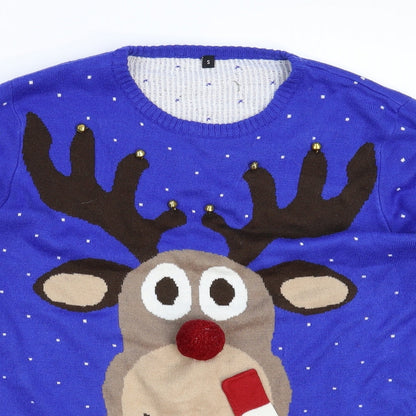 Saxnet Mens Blue  Knit Pullover Jumper Size S  - Christmas