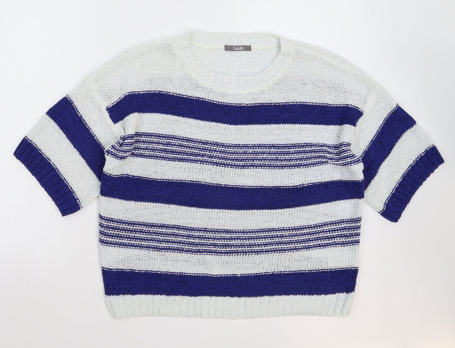 South Womens Multicoloured Striped Knit Pullover Jumper Size 14