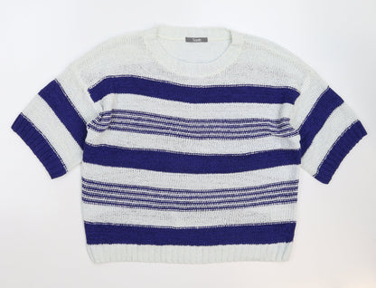 South Womens Multicoloured Striped Knit Pullover Jumper Size 14