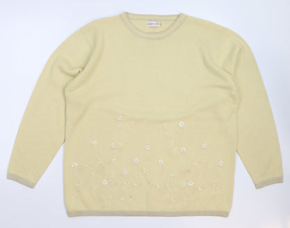 Bonmarché Womens Beige Floral Knit Pullover Jumper Size XL