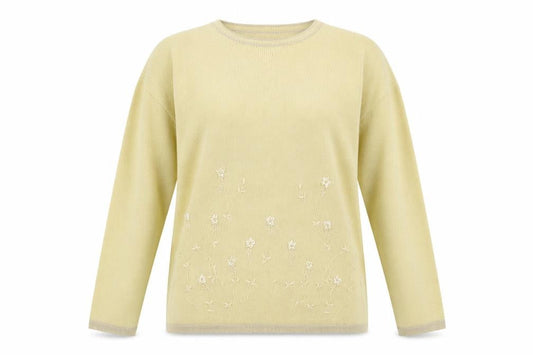 Bonmarché Womens Beige Floral Knit Pullover Jumper Size XL