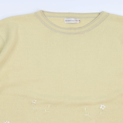 Bonmarché Womens Beige Floral Knit Pullover Jumper Size XL