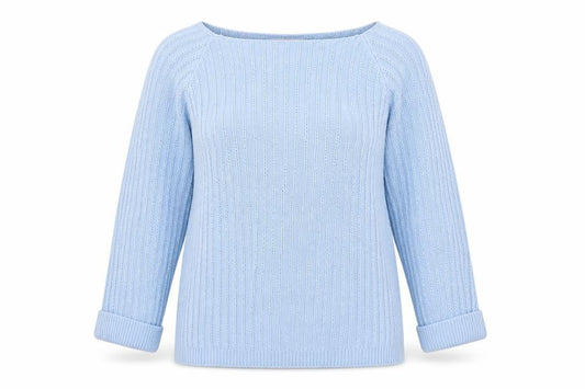Front view of TRU women’s blue knit jumper, size L