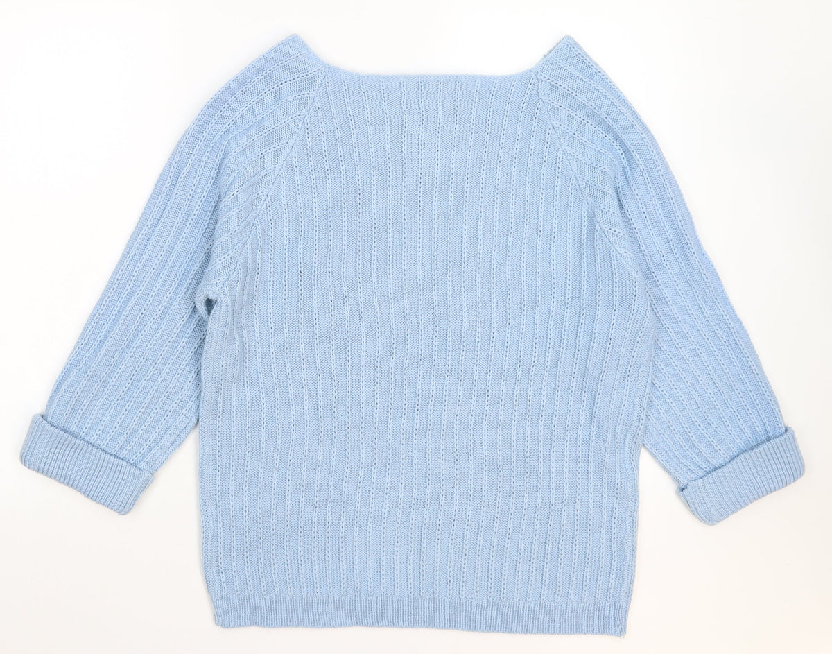 Back view of TRU women’s blue knit jumper, size L