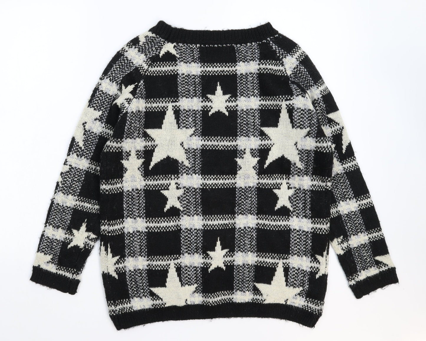 Danity Womens Black Geometric Knit Pullover Jumper Size L