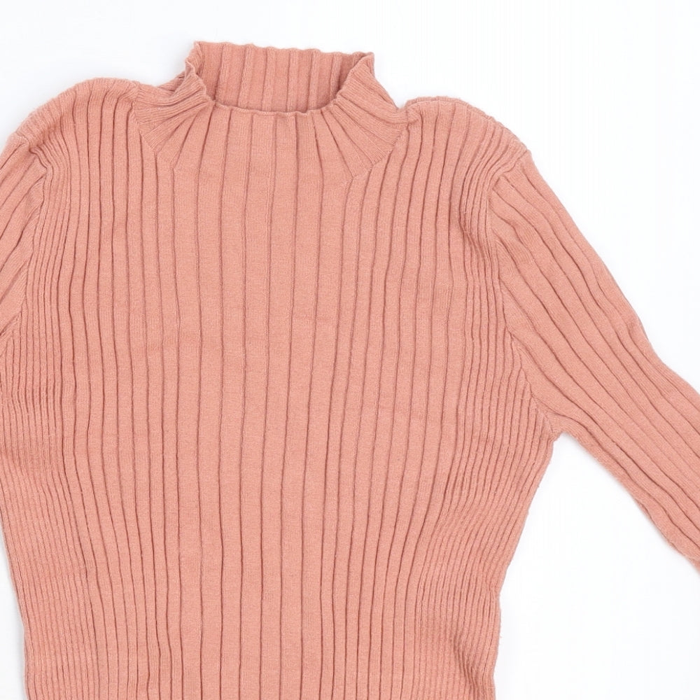 Close-up detail of Atmosphere women’s pink knit jumper, size UK 12